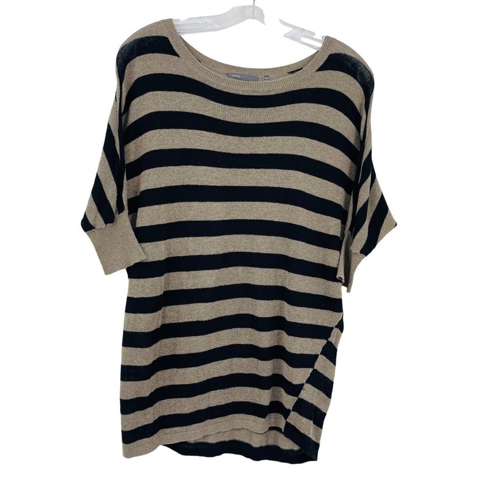 Vince Dolman Short Sleeve Stripe Sweater Size XS Cotton Lightweight